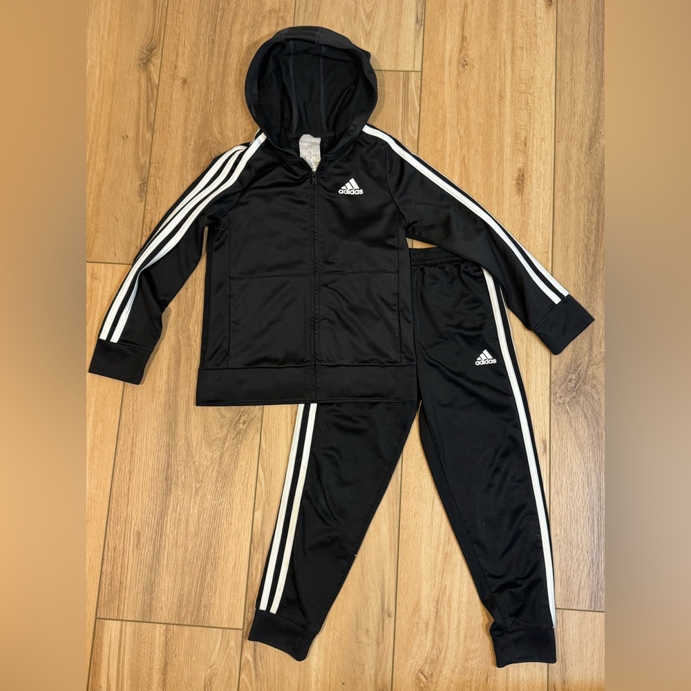 Adidas Black Zip-Up Jacket and Pants Set
